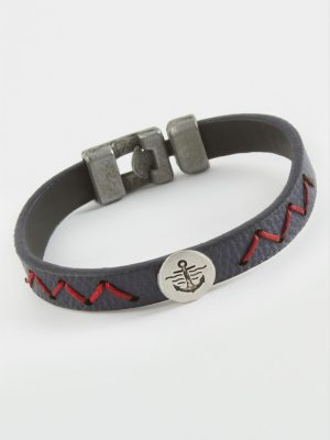 Çapa Kaliteli Suni Deri Bileklik-Lacivert