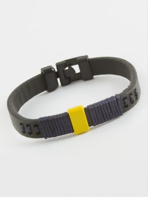 Taraftar Kaliteli Suni Deri Bileklik-Sarı