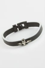 Çift Başlı Kartal Kaliteli Suni Deri Bileklik-Siyah