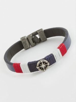 Pusula Kaliteli Suni Deri Bileklik-Lacivert