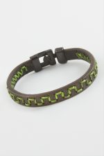 Labirent Kaliteli Suni Deri Bileklik-Yeşil - Görsel 2