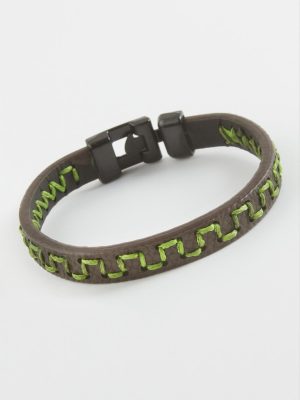 Labirent Kaliteli Suni Deri Bileklik-Yeşil