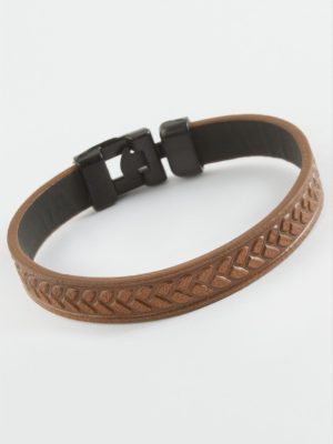 Çiçek Kaliteli Suni Deri Bileklik-Kahverengi