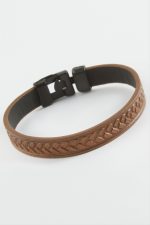 Çiçek Kaliteli Suni Deri Bileklik-Kahverengi - Görsel 2