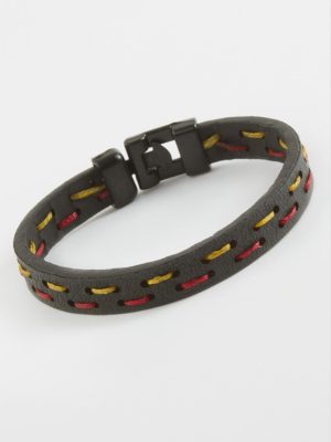 Taraftar Kaliteli Suni Deri Bileklik-Siyah