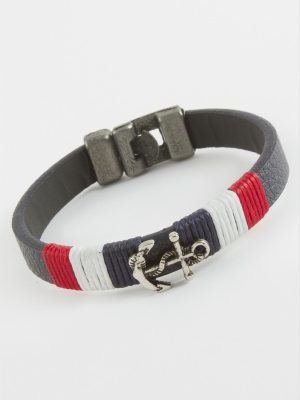 Çapa Kaliteli Suni Deri Bileklik-Lacivert