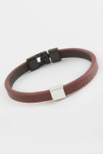 Kare Kaliteli Suni Deri Bileklik-Bordo