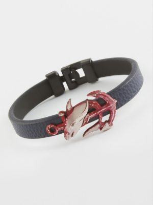 Çapa Kaliteli Suni Deri Bileklik-Lacivert