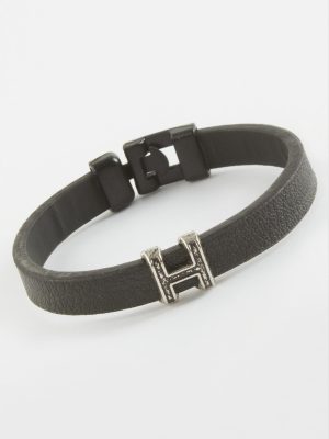 Kaliteli Suni Deri Bileklik-Siyah