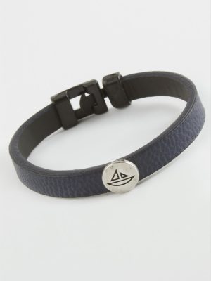 Gemi Kaliteli Suni Deri Bileklik-Lacivert