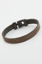 Çizgili Kaliteli Suni Deri Bileklik-Kahverengi - Görsel 2