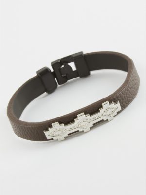 Üçgen Kaliteli Suni Deri Bileklik-Kahverengi