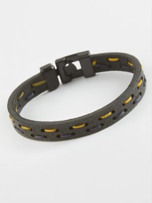 Taraftar Kaliteli Suni Deri Bileklik-Siyah