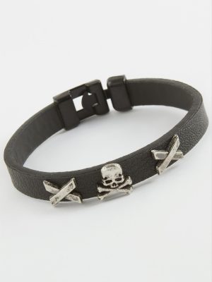 Kuru Kafa Kaliteli Suni Deri Bileklik-Siyah