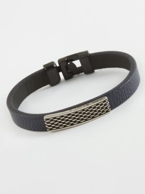 Noktalı Kaliteli Suni Deri Bileklik-Lacivert