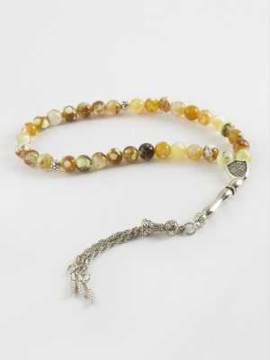 Akik Doğaltaş Tesbih 8 mm-Sarı