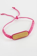 Ahşap Makrome Örgülü Bileklik-Pembe - Görsel 2