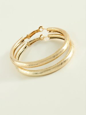 Noktalı Boru Halka Küpe 3,5 cm-Sarı