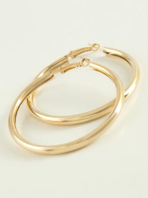 Boru Halka Küpe 3,5 cm-Sarı