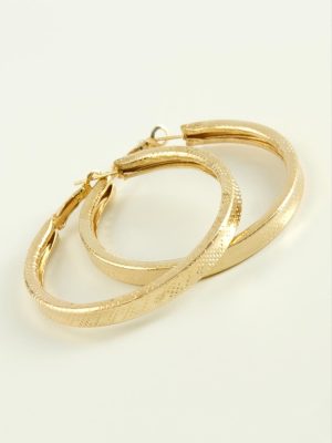 Kare Noktalı Halka Küpe 5,5 cm-Sarı