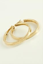 Kare Noktalı Halka Küpe 5,5 cm-Sarı - Görsel 2