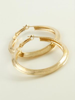 Oval Halka Küpe 4 cm-Sarı