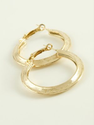 Noktalı Halka Küpe 4 cm-Sarı