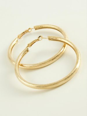 Simli Boru Halka Küpe 4,5 cm-Sarı