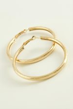 Simli Boru Halka Küpe 4,5 cm-Sarı - Görsel 2