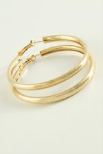 Simli Boru Halka Küpe 5,5 cm-Sarı - Görsel 2