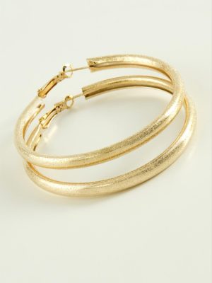 Simli Boru Halka Küpe 5,5 cm-Sarı