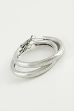 Simli Boru Halka Küpe 5,5 cm-Gümüş Rengi - Görsel 2