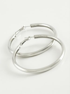 Boru Halka Küpe 5,5 cm-Gümüş Rengi