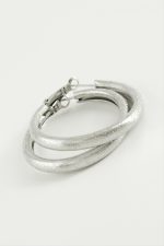 Simli Boru Halka Küpe 3,5 cm-Gümüş Rengi - Görsel 2