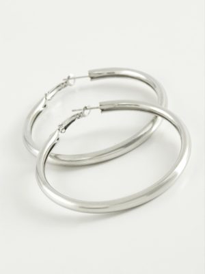 Boru Halka Küpe 3,5 cm-Gümüş Rengi