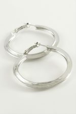 Salkım Desenli Halka Küpe 6 cm-Gümüş Rengi - Görsel 2