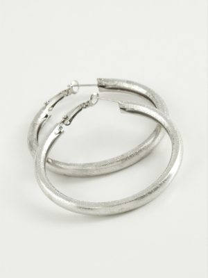 Boru Halka Küpe 5,5 cm-Gümüş Rengi