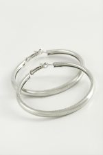 Çizgili Boru Halka Küpe 5,5 cm-Gümüş Rengi - Görsel 2