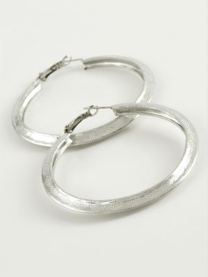 Üçgen Halka Küpe 5,5 cm-Gümüş Rengi