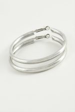 Simli Boru Halka Küpe 4,5 cm-Gümüş Rengi