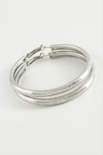 Noktalı Boru Halka Küpe 5 cm-Gümüş Rengi