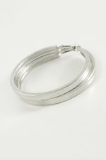 Ezme Noktalı Halka Küpe 5 cm-Gümüş Rengi