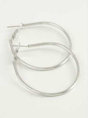 Oval Halka Küpe 5 cm-Gümüş Rengi