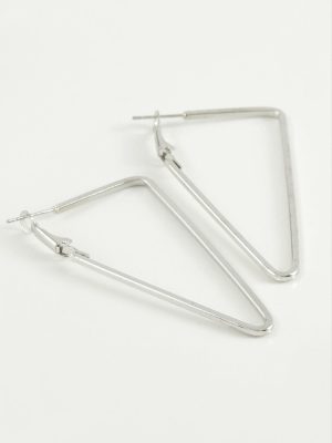 Üçgen Halka Küpe 5 cm-Gümüş Rengi