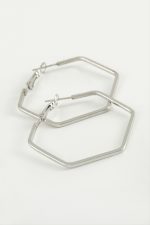 Beşgen Halka Küpe 4 cm-Gümüş Rengi - Görsel 2