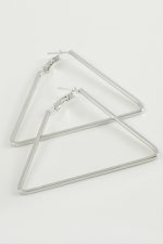 Üçgen Halka Küpe 6 cm-Gümüş Rengi