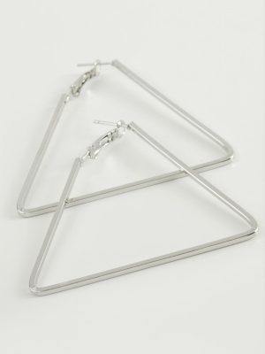 Üçgen Halka Küpe 6 cm-Gümüş Rengi