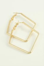 Dörtgen Halka Küpe 7 cm-Sarı - Görsel 2