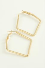 Dörtgen Halka Küpe 6 cm-Sarı