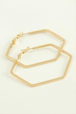 Beşgen Halka Küpe 4 cm-Sarı - Görsel 2